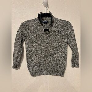 Chaps | Black and White Zip-Up Sweater for Kids | Size 6 kids